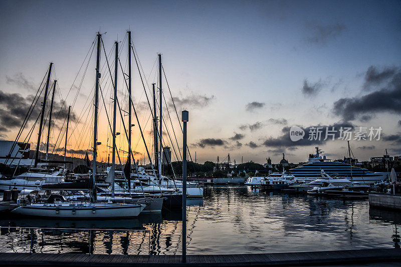 Yachts Of Port Olímpic Moored In Barcelona, Spain